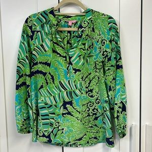 Lilly Pulitzer XS Elsa Silk Top in Tropical Leaf